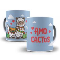 Caneca amo cactos lhama presente fofo pronta entrega