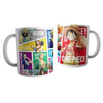 Caneca Anime One Piece Personagem Luffy Zoro Nami Sanji Chopper Brook Usopp Mosaico Cerâmica 325ml