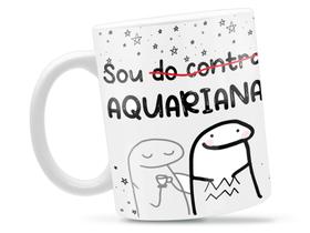 Caneca Aquariana Flork Signo Divertida Porcelana Xícara 325ml + Caixa Presente
