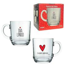 Caneca Aspen Love 300ml Em Vidro - Frases a Escolher - Allmix - Xícara Presente Decoração