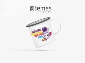 Caneca astronauta geek retrô esmaltada de aluminio