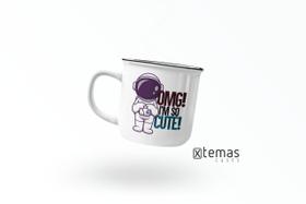 Caneca astronauta geek retrô esmaltada de aluminio