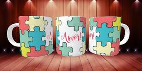 Caneca Autismo Amor Presente Porcelana 325Ml