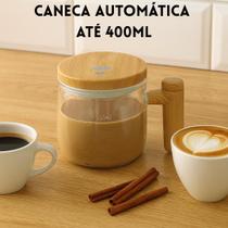 Caneca Automática Copo Taça Mistura Shake Cabo USB Café 400ml Vidro Borossilicato Recarregável