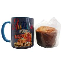 Caneca Azul Canetone Autista que ama Panetone + Mini panetone