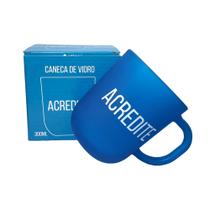 Caneca Azul Fosco Vidro - Acredite