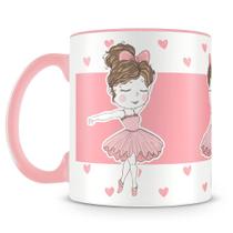 Caneca Bailarina Personalizada de Porcelana Rosa com Estampa Caneca Bailarina Personalizada de Porcelana Rosa com Estampa