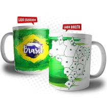 Caneca Bandeira com Mapa do Brasil para Pintar Lugares Visitados - Souvenir Lembrança do Brasil para Viajantes