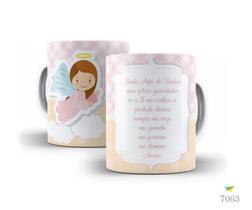 Caneca Batizado, Oração do Santo Anjo (rosa)