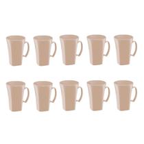 Caneca Bege Nude Cappuccino 400ml Plastico BPA Free Jogo 10un