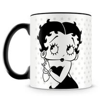 Caneca Betty Boop Personalizada de Porcelana com Alça Preta - Mod.2 Caneca Betty Boop Personalizada de Porcelana com Alça Preta - Mod.2