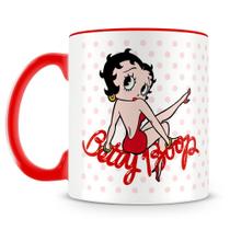 Caneca Betty Boop Personalizada em Porcelana com Alça Vermelha