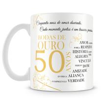 Caneca Bodas de Ouro Personalizada com Foto - 325ml