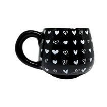 Caneca Bojuda 440Ml Preto/Branco Pattern Corações Brancos