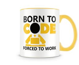 Caneca Born To Code Amarela