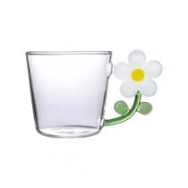 Caneca Borossilicato Flor Pétalas Brancas 250Ml - Allmix