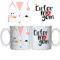 Caneca Branca 325ml arte profissão - enfermagem -