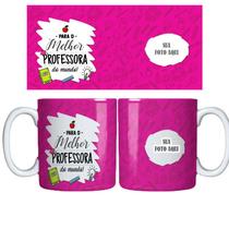 Caneca Branca 325ml arte profissão - professora - para melhor professora com foto personalizavel