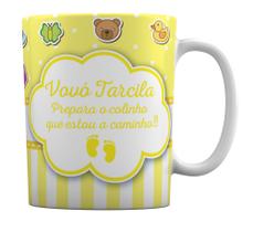 Caneca Branca Amarela Personalizado Vovó Estou Chegando! Caneca Branca Amarela Personalizado Vovó Estou Chegando!