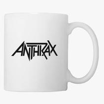 Caneca Branca Anthrax Metal Logo Guitarra Metal Trash Pesado
