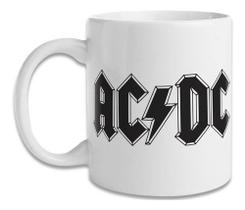 Caneca Branca Bandas Acdc Guitar Logo Guitarra Metal Angus