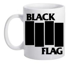 Caneca Branca Bandas De Rock Black Flag Logo