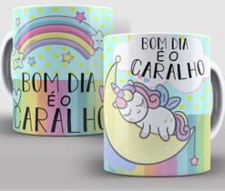 Caneca Branca Bom dia unicórnio Personalizada