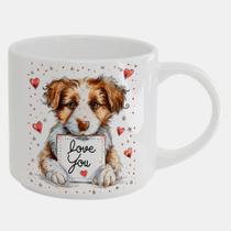 Caneca Branca Bucks de Porcelana 450ML CACHORRO DOG APAIXONADO LOVE YOU 10