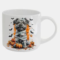 Caneca Branca Bucks de Porcelana 450ML CACHORRO DOG FOFO HALLOWEEN MUMIA 10