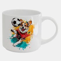 Caneca Branca Bucks de Porcelana 450ML CACHORRO FUTEBOL BOLA 12