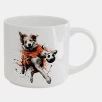 Caneca Branca Bucks de Porcelana 450ML CACHORRO FUTEBOL BOLA 2