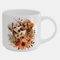 Caneca Branca Bucks de Porcelana 450ML CACHORRO NAMORADOS AMOR LOVE DOG 35