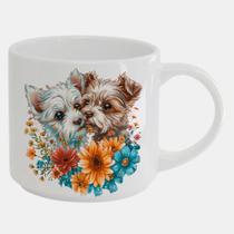 Caneca Branca Bucks de Porcelana 450ML CACHORRO NAMORADOS AMOR LOVE DOG 48