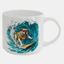 Caneca Branca Bucks de Porcelana 450ML CACHORRO SURF PRAIA 2