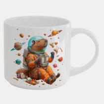 Caneca Branca Bucks de Porcelana 450ML CAPIVARA ASTRONAUTA ESPACO 12