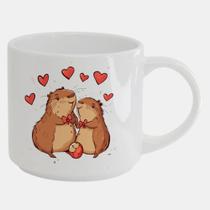 Caneca Branca Bucks de Porcelana 450ML CAPIVARA DIA DOS NAMORADOS APAIXONADO 1