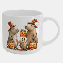 Caneca Branca Bucks de Porcelana 450ML CAPIVARA FAMILIA HALLOWEEN 4