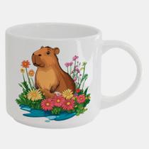 Caneca Branca Bucks de Porcelana 450ML CAPIVARA FLORES MENINA 4