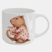 Caneca Branca Bucks de Porcelana 450ML CAPIVARA MENINA PIJAMA 2