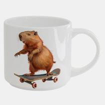 Caneca Branca Bucks de Porcelana 450ML CAPIVARA SKATE SKATISTA 3