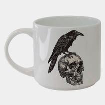 Caneca Branca Bucks de Porcelana 450ML CORVO CRANIO CAVEIRA Caneca Branca Bucks de Porcelana 450ML CORVO CRANIO CAVEIRA