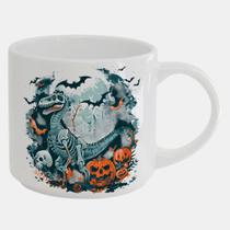 Caneca Branca Bucks de Porcelana 450ML DINOSSAURO HALLOWEEN BRUXAS 54