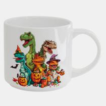 Caneca Branca Bucks de Porcelana 450ML DINOSSAURO HALLOWEEN BRUXAS 98