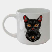 Caneca Branca Bucks de Porcelana 450ML GATINHO GATO PRETO LINDO