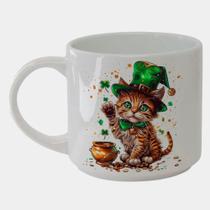 Caneca Branca Bucks de Porcelana 450ML GATINHO ST PATRICKS DAY FOFO 8