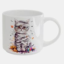 Caneca Branca Bucks de Porcelana 450ML GATO HALLOWEEN ABOBORA 122