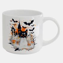 Caneca Branca Bucks de Porcelana 450ML GATO HALLOWEEN ABOBORA 145