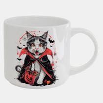 Caneca Branca Bucks de Porcelana 450ML GATO HALLOWEEN ABOBORA 49