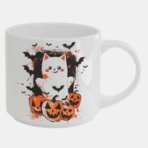 Caneca Branca Bucks de Porcelana 450ML GATO HALLOWEEN ABOBORA 76