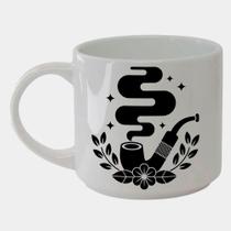 Caneca Branca Bucks de Porcelana 450ML UMBANDA CACHIMBO ESOTERICO FLOR